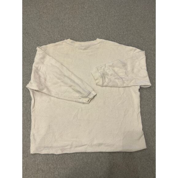 Aerie Sweater Mens Small Long Sleeve Crewneck Ribbed Knit‎ Cotton Pullover Cream - Picture 1 of 14